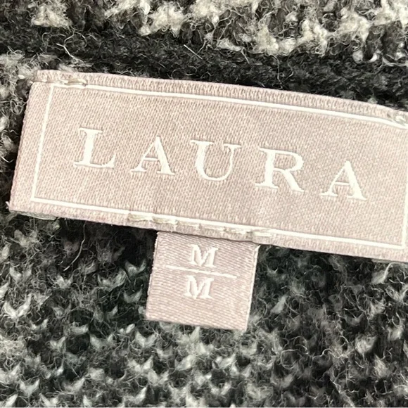 Laura Black & Grey Chevron Knit Long Cardigan with drop in pocket size medium - Picture 6 of 8